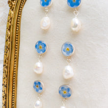Load image into Gallery viewer, Forget-me-not pearl drop studs - sterling silver
