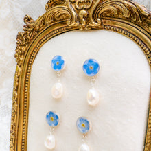 Load image into Gallery viewer, Forget-me-not pearl drop studs - sterling silver
