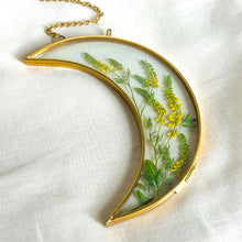 Load image into Gallery viewer, Sweet clover gold crescent moon wall hanging
