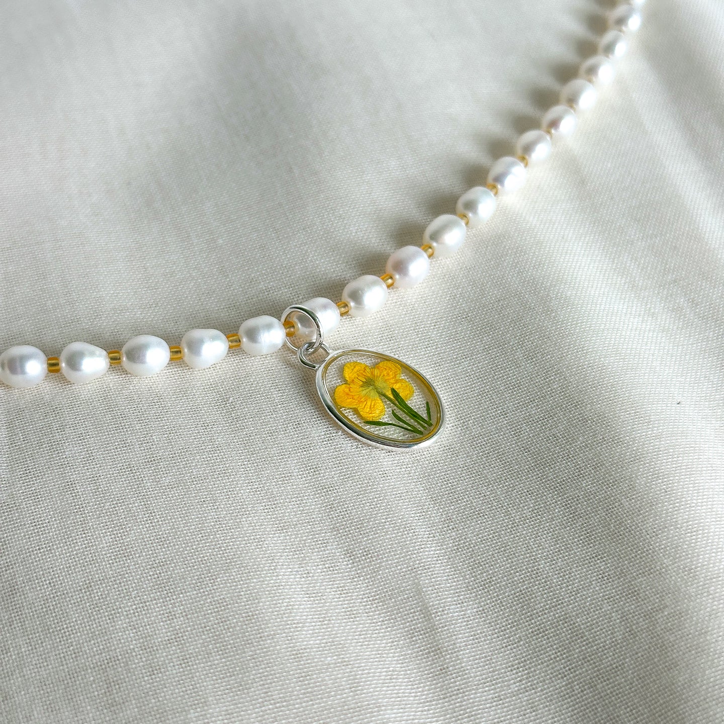 Buttercup freshwater pearl beaded necklace
