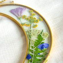 Load image into Gallery viewer, Wildflower garden gold crescent moon wall hanging (no. 1)
