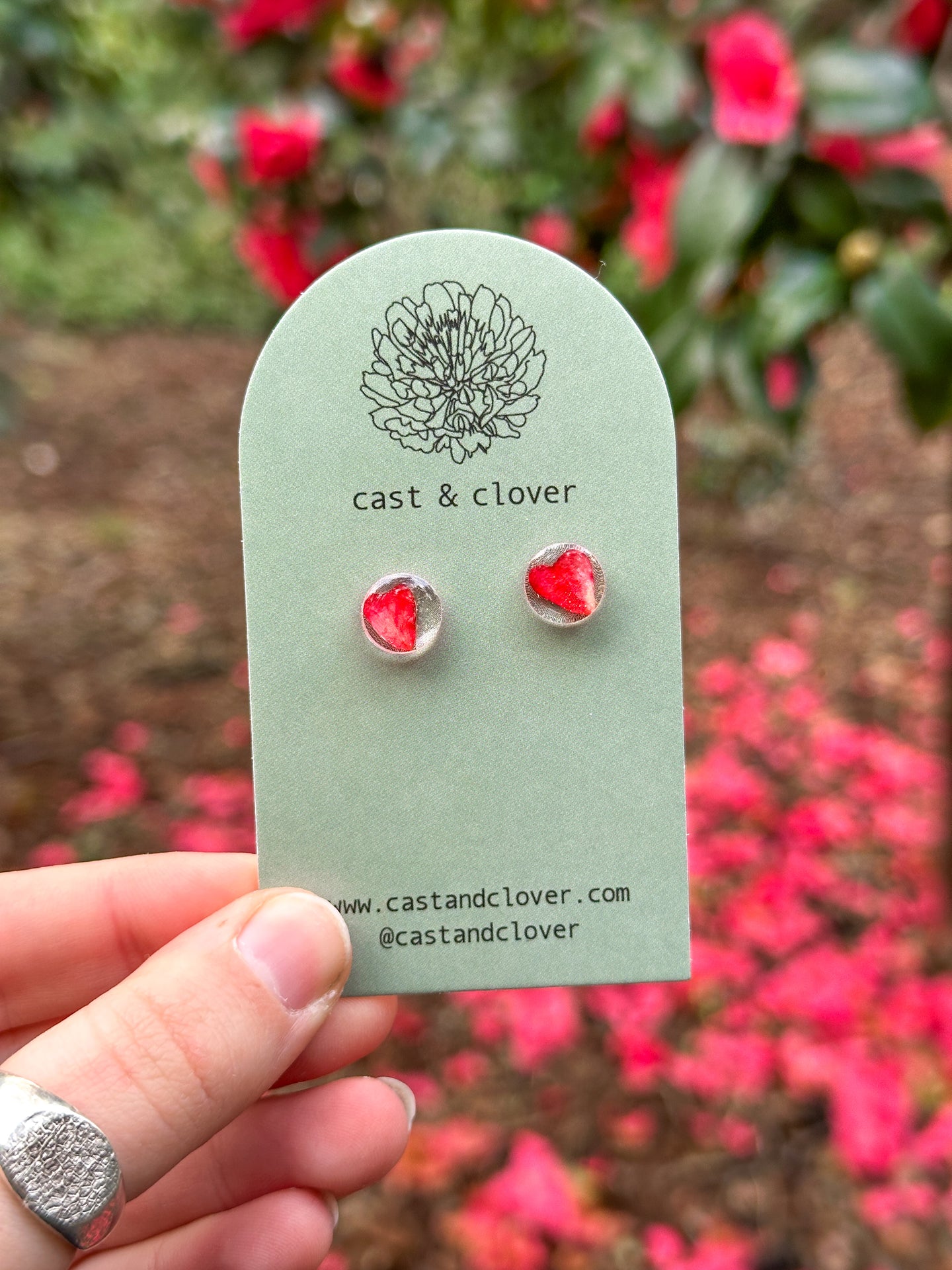 Heart rose petal studs