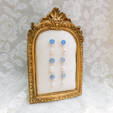 Load image into Gallery viewer, Forget-me-not pearl drop studs - sterling silver
