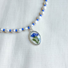 Load image into Gallery viewer, Blue flax freshwater pearl beaded necklace (no. 2)
