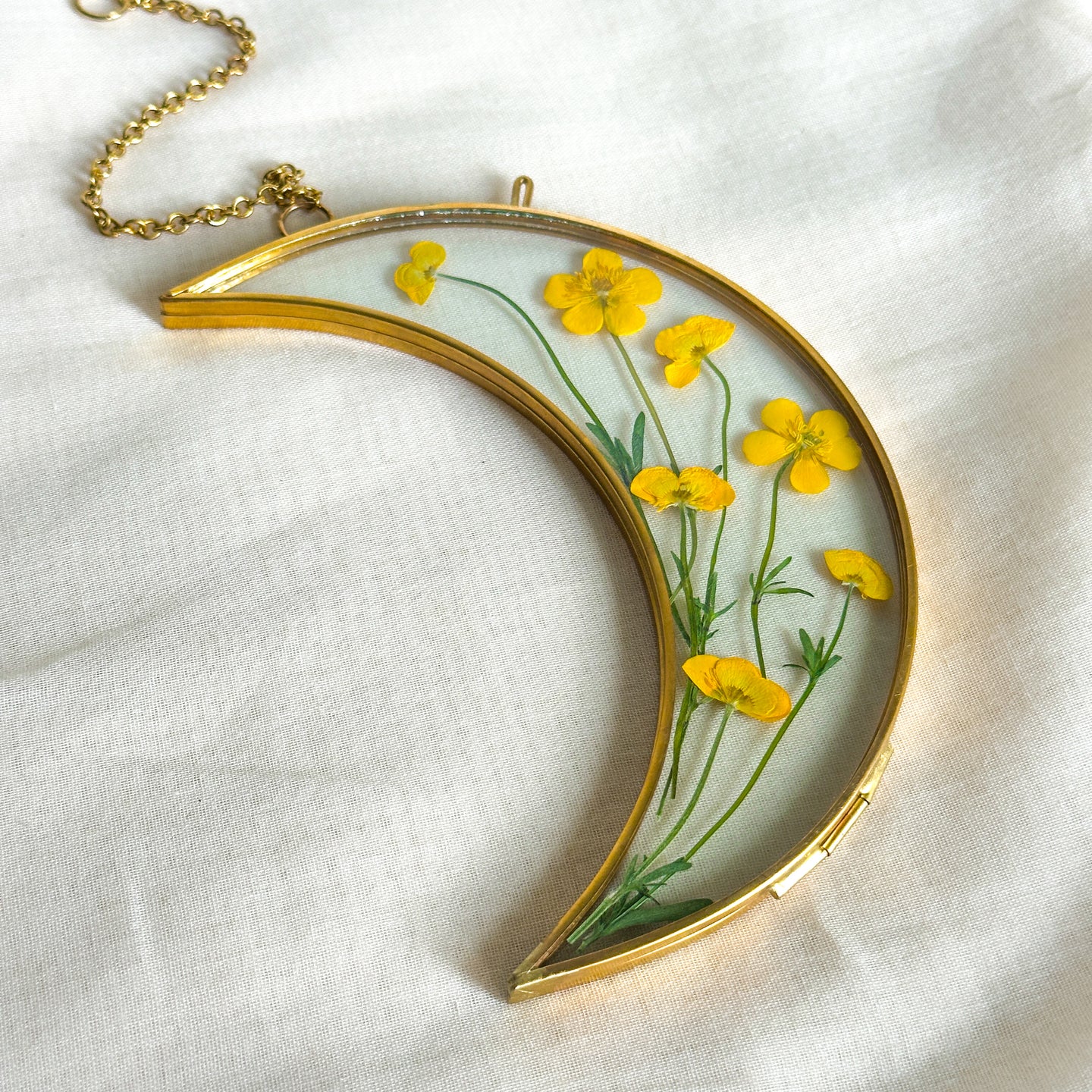 Buttercup gold crescent moon wall hanging