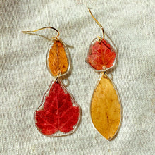 Load image into Gallery viewer, Mismatched double fall leaf earrings
