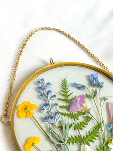 Wildflower garden gold 5” circle wall hanging