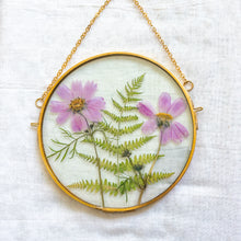 Load image into Gallery viewer, Pink cosmo &amp; fern large circle wall hanging
