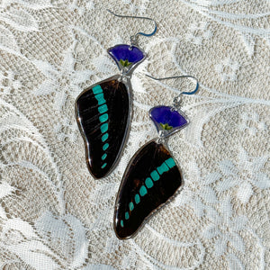 Blue flax wing earring