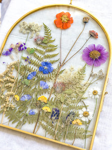 Large arch wildflower garden wall hanging