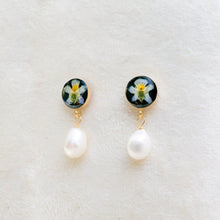 Load image into Gallery viewer, Black violet pearl drop stud - gold-filled
