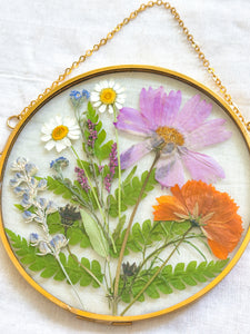 Wildflower garden large circle wall hanging no. 1