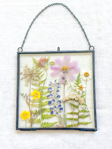 Square wildflower garden wall hanging
