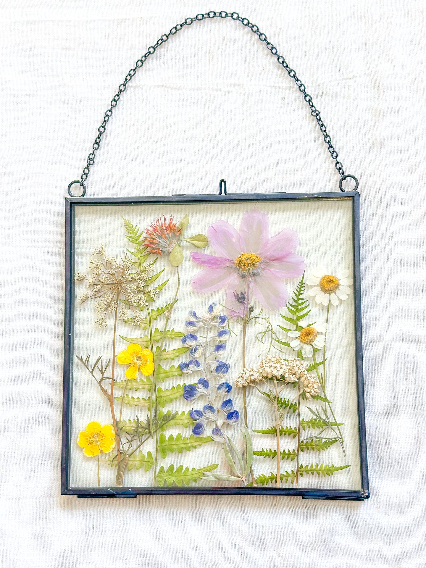 Square wildflower garden wall hanging