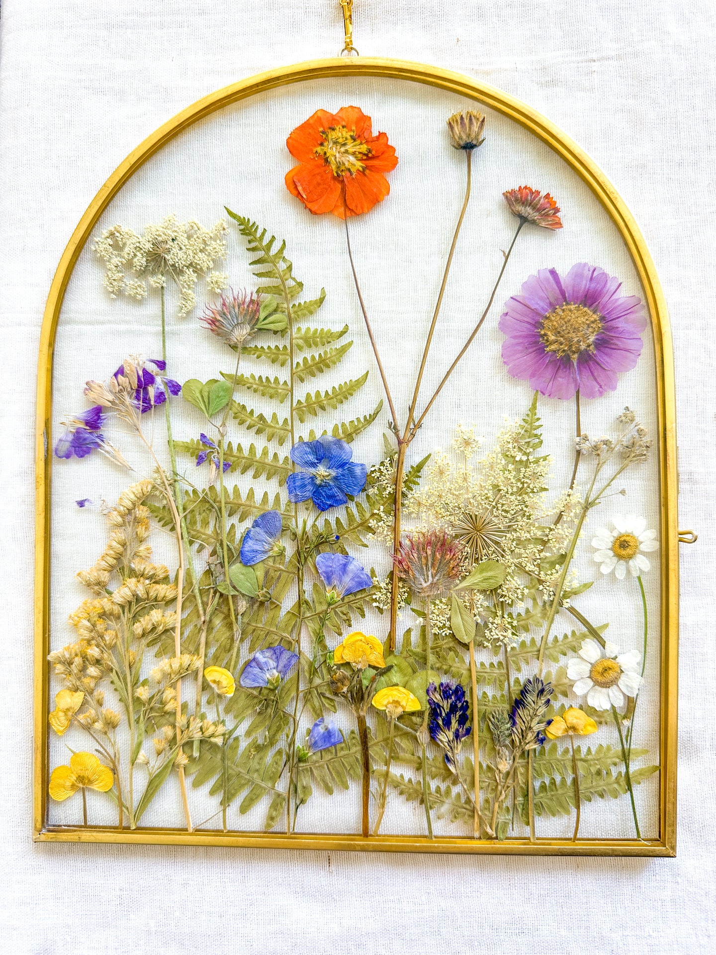 Large arch wildflower garden wall hanging