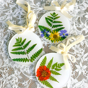 White fern circle ornament