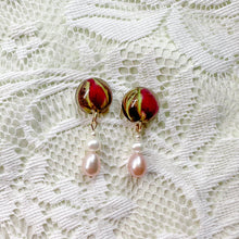 Load image into Gallery viewer, Rose bud studs with pearl drops
