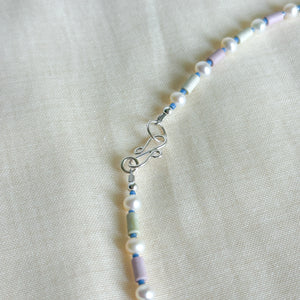 Forget-me-not beaded charm necklace