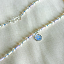 Load image into Gallery viewer, Forget-me-not beaded charm necklace
