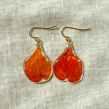 Load image into Gallery viewer, Orange ivy leaf earrings
