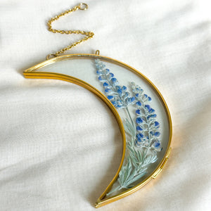 Lupine gold crescent moon wall hanging