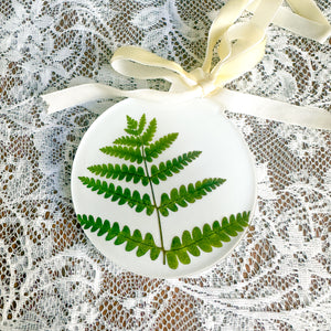 White fern circle ornament