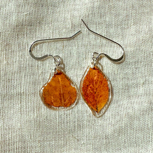 Mismatched single fall leaf earrings