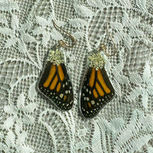 Load image into Gallery viewer, Queen Anne’s Lace monarch wing earring
