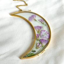 Load image into Gallery viewer, Morning glory gold crescent moon wall hanging
