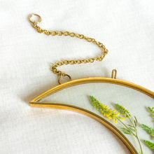Load image into Gallery viewer, Sweet clover gold crescent moon wall hanging
