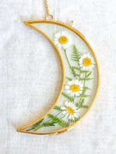 Load image into Gallery viewer, Wild daisy crescent moon gold wall hanging
