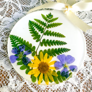 White fern circle ornament