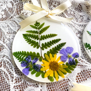 White fern circle ornament