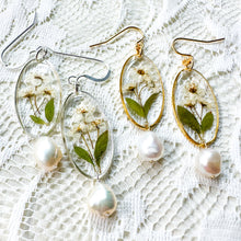 Load image into Gallery viewer, Bridal Wreath oval pearl drop earring
