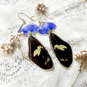 Blue lewis flax wing earrings