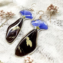 Load image into Gallery viewer, Blue lewis flax wing earrings

