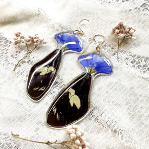 Blue lewis flax wing earrings