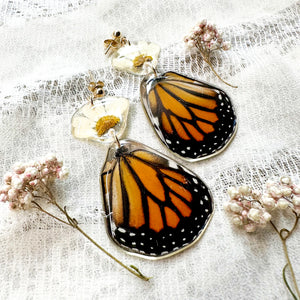 Monarch halved chamomile earring