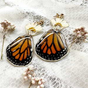 Monarch halved chamomile earring