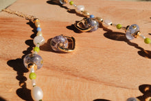 Load image into Gallery viewer, Abilene Necklace | Pressed forget-me-not beads and freshwater pearls
