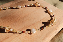 Load image into Gallery viewer, Bethany Necklace | Pressed bridal wreath beads and freshwater pearls
