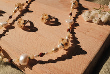 Load image into Gallery viewer, Bethany Necklace | Pressed bridal wreath beads and freshwater pearls
