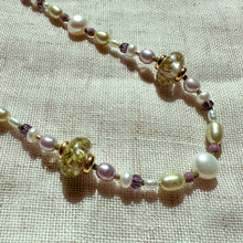 Load image into Gallery viewer, Dorothy Necklace | Pressed sage brush beads and freshwater pearls
