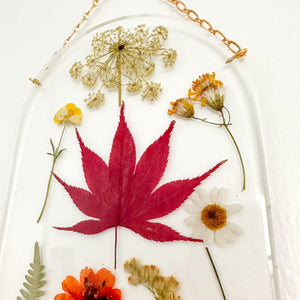 Warm tone botanical chart arch wall hanging *SECONDS*