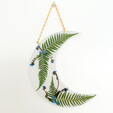 Load image into Gallery viewer, Forget-me-not white crescent moon wall hanging
