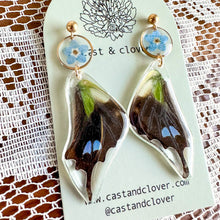 Load image into Gallery viewer, Purple Spotted Swallowtail wing earring
