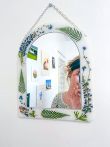White lupine wall mirror