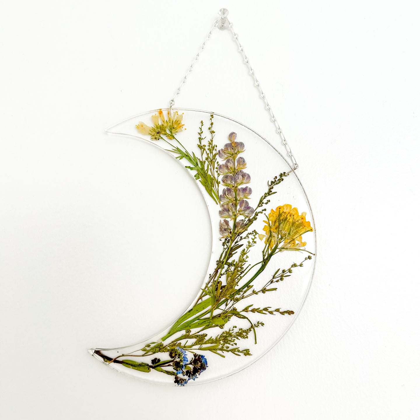 Wildflower sage crescent moon wall hanging