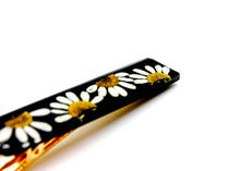 Load image into Gallery viewer, Black daisy bar hair clip
