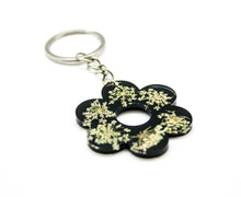 Load image into Gallery viewer, Black Queen Anne’s flower keychain
